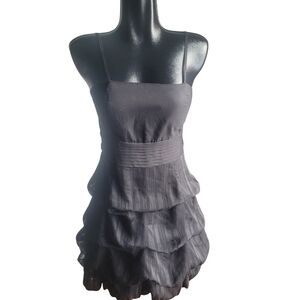 Black Spaghetti Strap Ruffle Layered Dress S